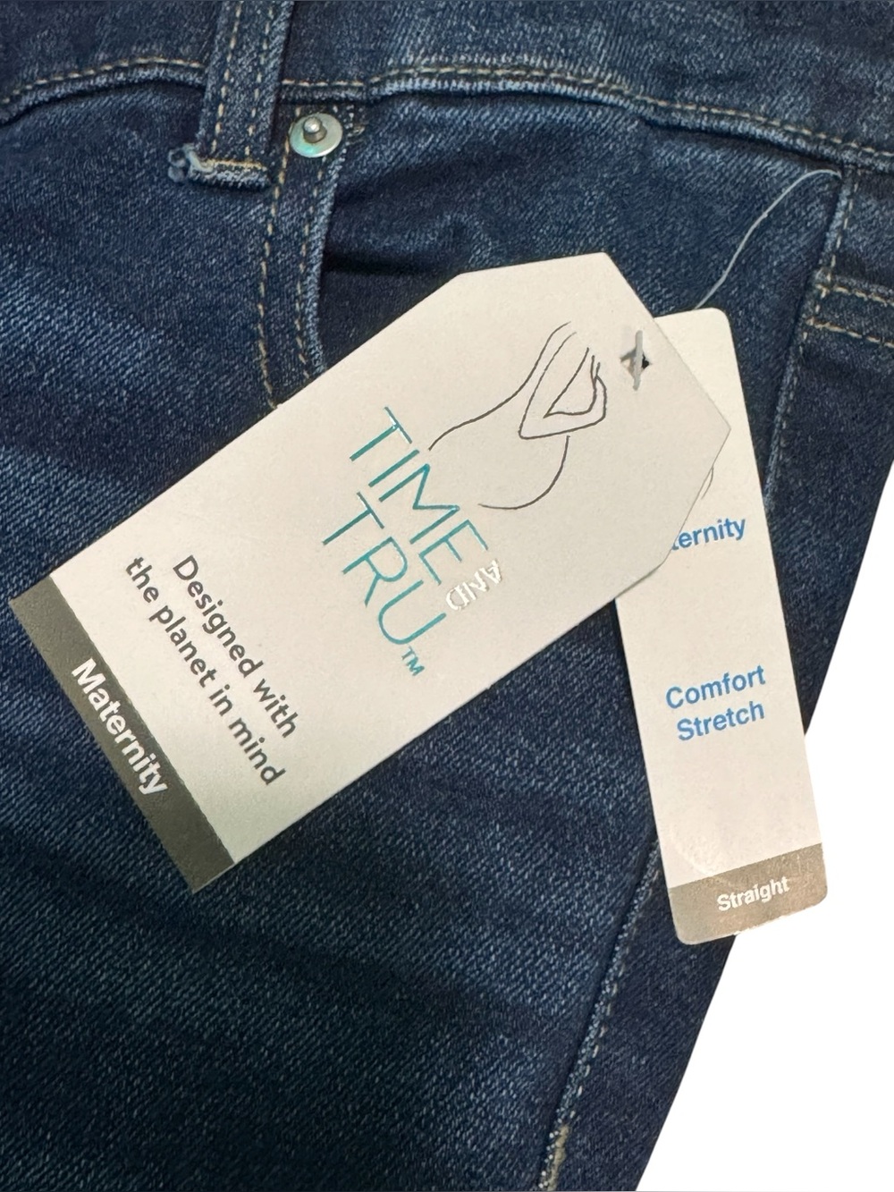 TIME AND TRU Maternity Straight-Leg Jeans L Dark Wash NWT - Picture 5 of 12
